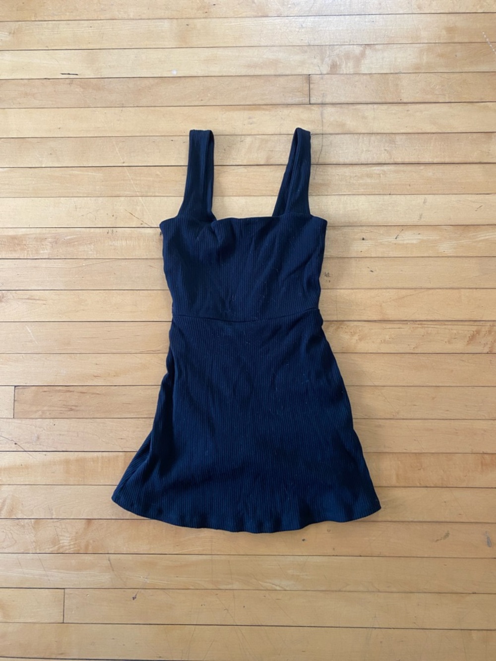 PINK Victoria's Secret Black Ribbed Square-Neck Mini Dress